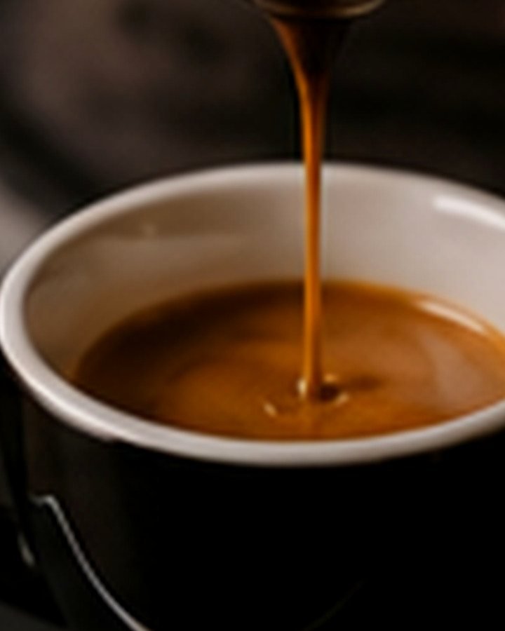 Espresso die in een wit kopje loopt